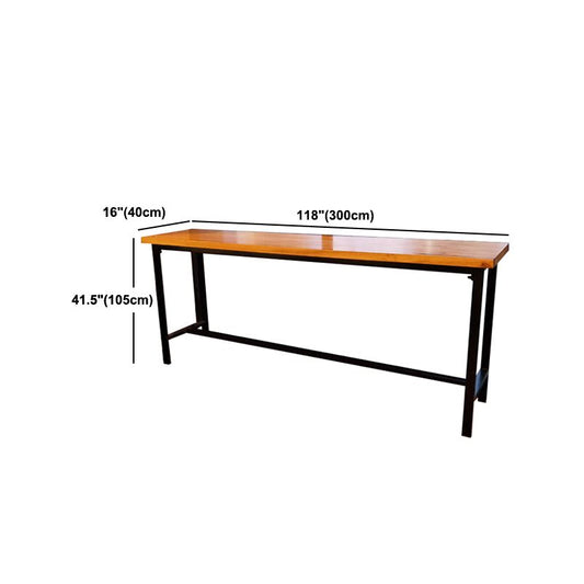 Tavolo da bar per bistrot naturale interno rettangolo industriale in legno e barra metallica