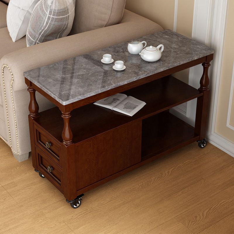 Rectangular Side Table Traditional Glossy End Table with Drawer and Shelf Clearhalo 'Coffee & Accent Tables' 'End & Side Tables' 'end_side_table' 'end_side_tables' 'furn' 'furn_end_side_tables' 'Furniture' 'furniture_end_side_table' 'Living Room Furniture' 1200x1200_ebbdf4ab-418b-458a-8b68-55abc0c1f8c2