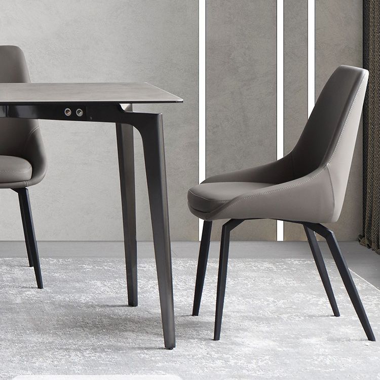 Minimalist Dining Table Set Metal Frame Grey Slate Rectangular Dining Table Set with 4 Legs Base Clearhalo 'Dining Room Sets' 'Dining Tables & Seating' 'dining_room_set' 'furn' 'furn_dining_room_set' 'Furniture' 'furniture_dining_room_set' 'Kitchen & Dining Furniture' 'kitchen&dining_furn' 'kitchen' 1200x1200_ebbe8a61-24b3-46a9-b015-dce947201fb2