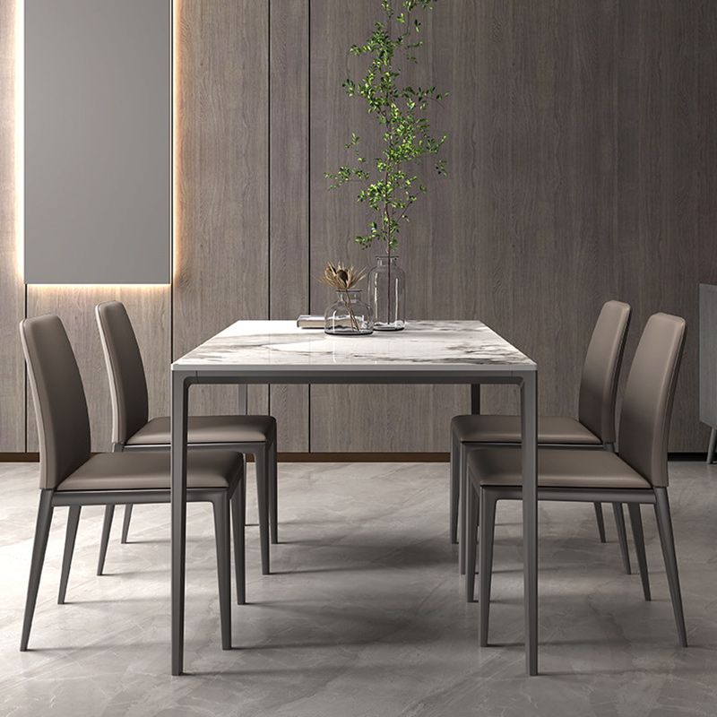 Designer Style 1/2/5/7 Pieces Dining Set Sintered Stone Top Table with Leather Chairs Clearhalo 'Dining Room Sets' 'Dining Tables & Seating' 'dining_room_set' 'furn' 'furn_dining_room_set' 'Furniture' 'furniture_dining_room_set' 'Kitchen & Dining Furniture' 1200x1200_ebbe8b2c-84db-417d-a494-2e66b2ba67c4