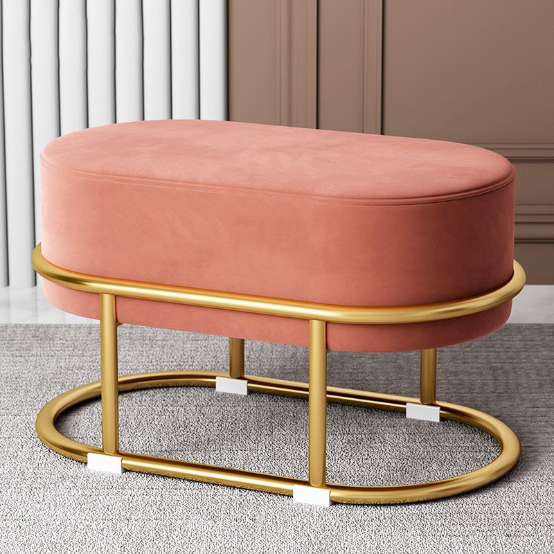 Glam Velvet Boucle Pouf Plain Oval Metal Frame Tear Resistant Ottoman Footrest Clearhalo 'furn' 'furn_ottomans_poufs' 'Furniture' 'Living Room Furniture' 'Ottomans & Poufs' 'ottomans_poufs' 1200x1200_ebbfa11f-4e9e-4295-9243-e3fb263cfc4b
