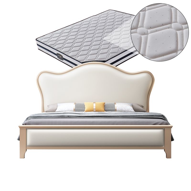 Modern Wood and Upholstered Standard Bed 57.5" Tall Panel Bed Clearhalo 'Bedroom Furniture' 'Beds' 'furn' 'furn_beds' 'Furniture' 1200x1200_ebc1679c-004c-4750-9d3e-c363be3e5511