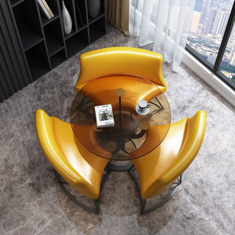 Modern Style Glass Dining Table Black Round Dinner Table with Pedestal Base Clearhalo ' dining_table' 'Dining Tables & Seating' 'Dining Tables' 'furn' 'furn_dining_table' 'Furniture' 'furniture_dining_table' 'Kitchen & Dining Furniture' 'kitchen&dining_furn' 'kitchen' 'kitchen_dining_table' 1200x1200_ebc1caf7-2a22-4ab2-adff-b3b1a125b358