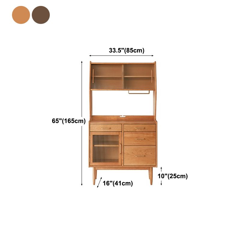 Living Room Glam Style Wood Top Cupboard 66-inch Height Glass Doors Kitchen Table Clearhalo 'buffet_sideboard' 'Buffets & Sideboards' 'furn' 'furn_buffet_sideboard' 'Furniture' 'furniture_buffet_sideboard' 'Kitchen & Dining Furniture' 1200x1200_ebc1cd20-5f04-4468-99ae-1ce14c0728ba