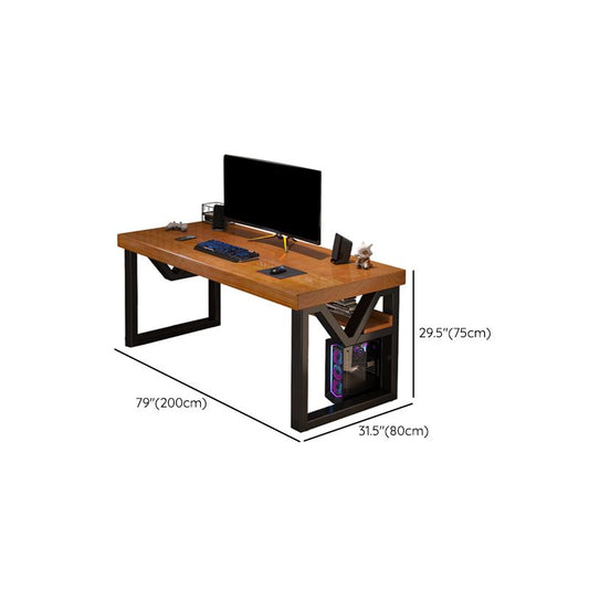 Industrial Writing Desk Antique Finish Gaming Desk with Metal Legs