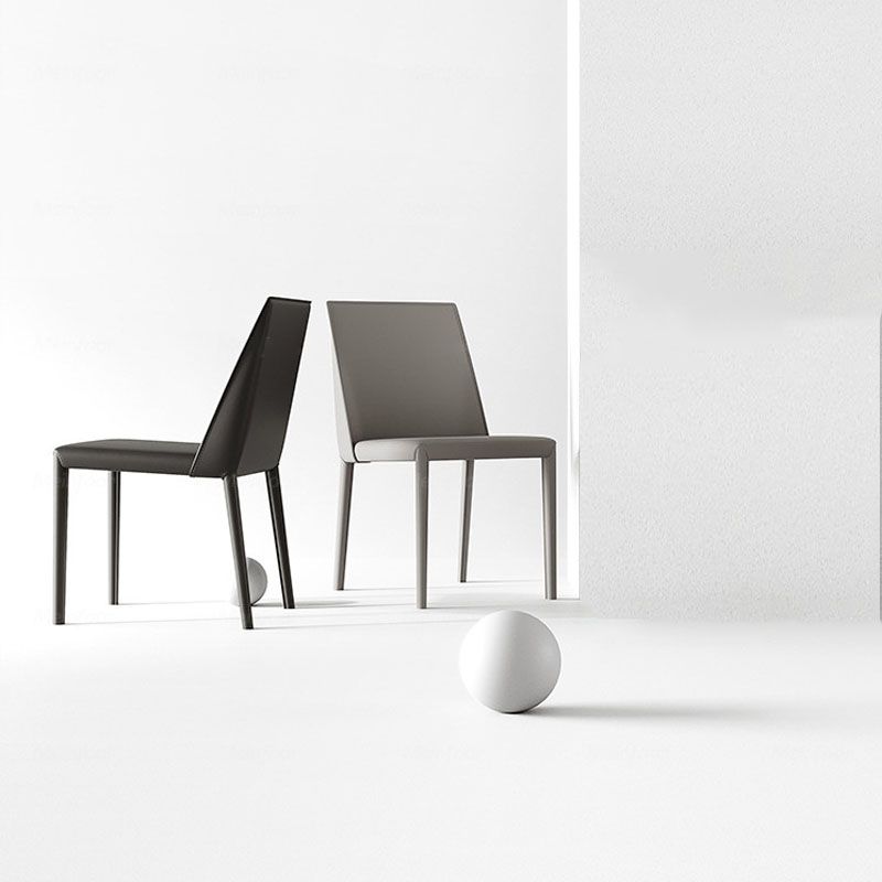 Metal Leather Industrial Dining Side Chairs Dining Room Solid Back Chair (Set of 2) Clearhalo ' kitchen&dining_furn' 'Dining Chairs' 'Dining Tables & Seating' 'dining_chair' 'furn' 'furn_dining_chair' 'Furniture' 'furniture_dining_chair' 'Kitchen & Dining Furniture' 'kitchen' 1200x1200_ebc229b6-f427-474f-9a90-38cad946cca7