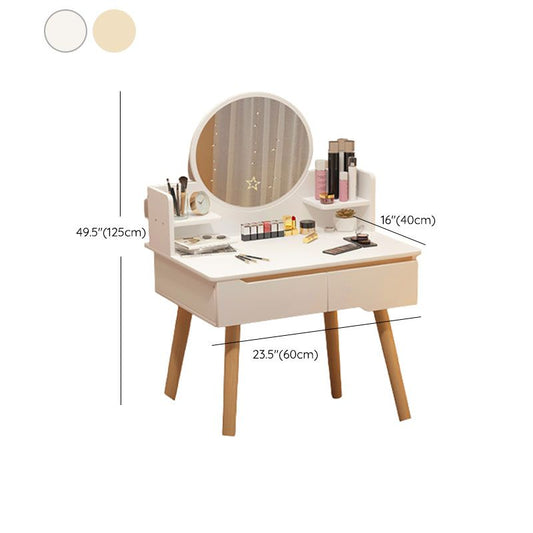 Vanity di trucco in legno contemporaneo con scaffali e 2 cassetti