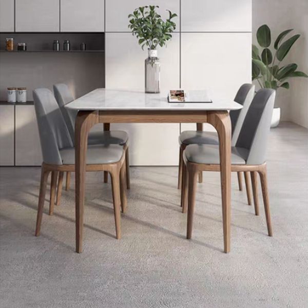 Juego de comedor moderno con tapa de piedra sinterizada, juego de mesa de comedor rectangular de 1/2/5 piezas