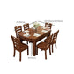 Mesa de comedor de madera con acabado pulido para el hogar, mesa de comedor plegable moderna