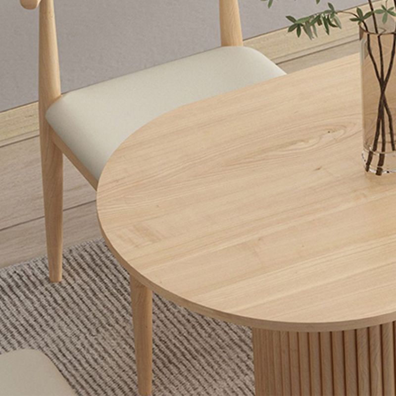 Mesa de comedor de madera ovalada, mesa con pedestal doble moderna, para cocina casera