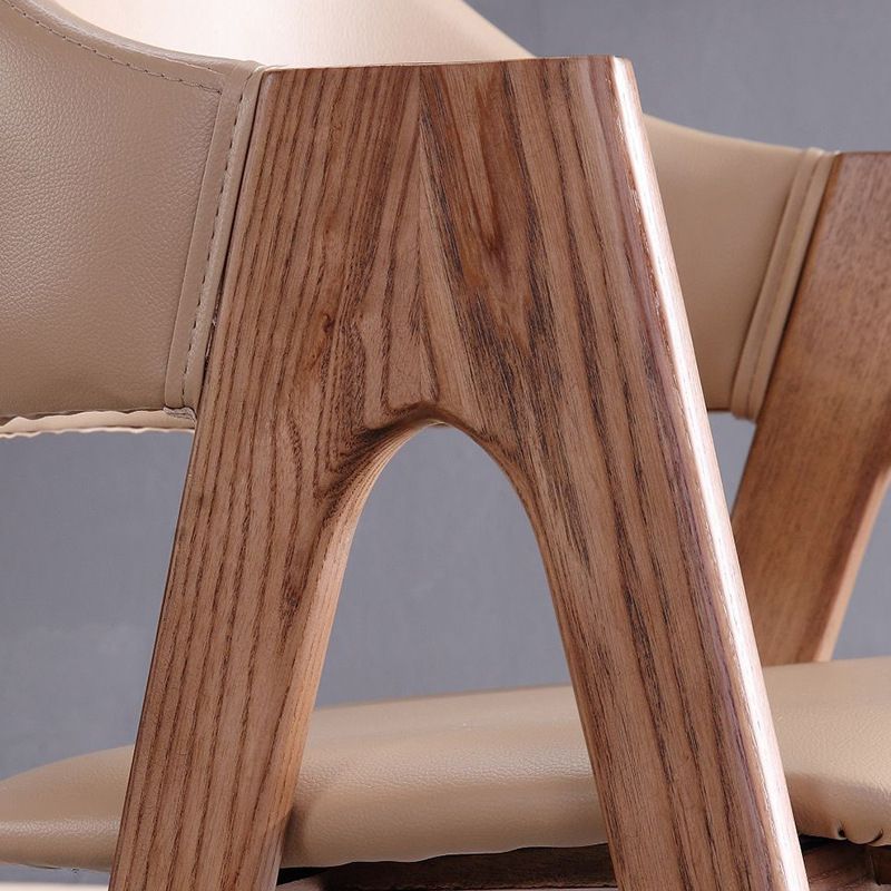 Silla de comedor de comedor de espalda abierto silla de comedor de madera maciza en marrón