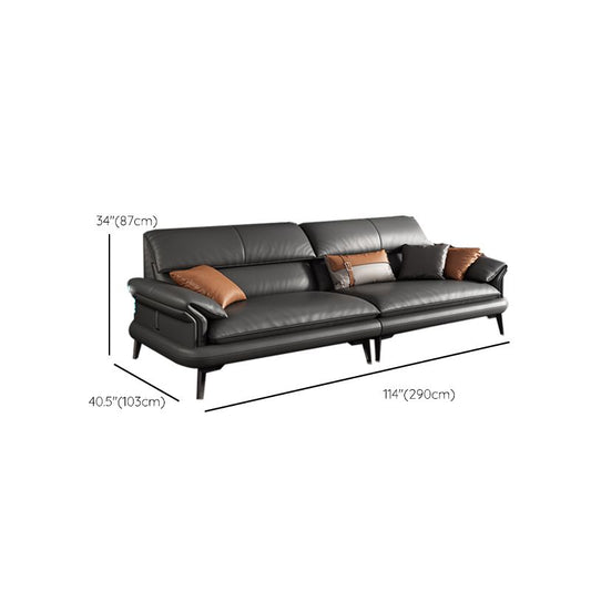 Skandinavisches Sofa echtes Leder dunkelgrauer Kissen Kissen Top Arm Sitzgelegenheiten