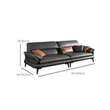 Skandinavisches Sofa echtes Leder dunkelgrauer Kissen Kissen Top Arm Sitzgelegenheiten