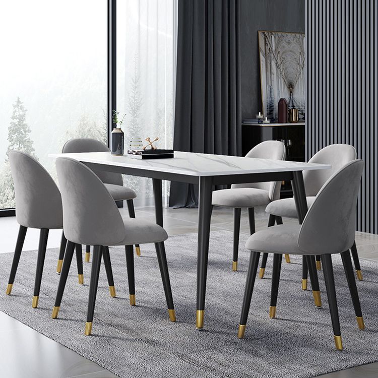 Metal Contemporary Rectangular Dining Table Sintered Stone Top Table with Black Legs Clearhalo ' dining_table' 'Dining Tables & Seating' 'Dining Tables' 'furn' 'furn_dining_table' 'Furniture' 'furniture_dining_table' 'Kitchen & Dining Furniture' 'kitchen&dining_furn' 'kitchen' 'kitchen_dining_table' 1200x1200_ebc87437-2da1-4953-b5b9-1557ea722e19