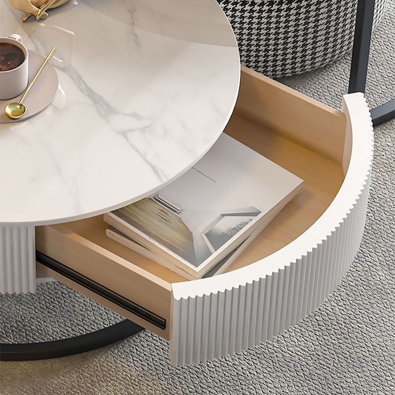 Frame Coffee Table Glass Top Cocktail Table with Storage Drawers