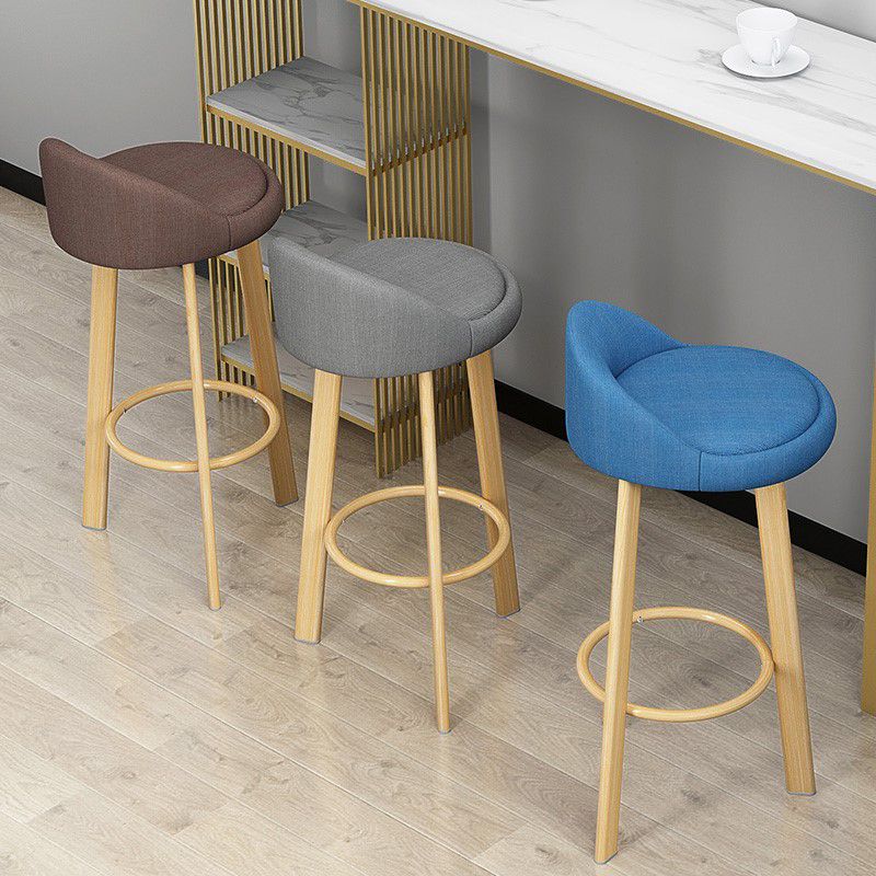 Modern Armless Backrest Counter Stool Steel Cafe Bar Stool with Cushion and Pedal Clearhalo 'Bar Furniture' 'Bar Stools' 'bar_stools' 'furn' 'furn_bar_stools' 'Furniture' 'furniture_bar_stools' 'Kitchen & Dining Furniture' 1200x1200_ebcb6f68-f049-4d11-9bb6-f6cc6250ef07