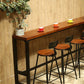 Mesa rectangular negra con altura de barra, mesa de pub tipo bistró con tapa de madera maciza