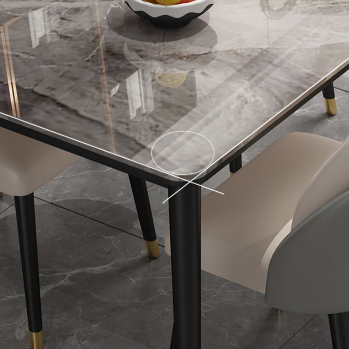 Glam Iron Dining Table Set 1/2/5/7 Pieces Rectangle Dinette Set with Sintered Stone Top Clearhalo 'Dining Room Sets' 'Dining Tables & Seating' 'dining_room_set' 'furn' 'furn_dining_room_set' 'Furniture' 'Kitchen & Dining Furniture' 1200x1200_ebcf6f2a-9aa3-4b19-a5b3-ece92d85ab3c