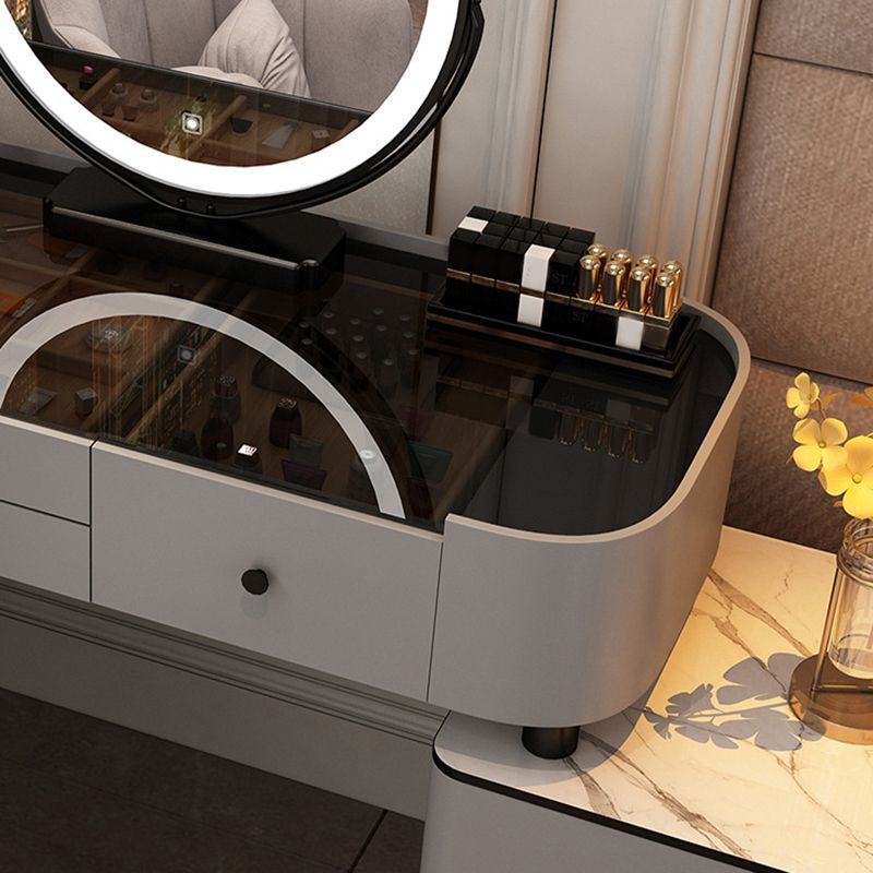 Tavolo da toeletta da vanità in vetro 15,74 "tavoli da vanità larghi con 5 cassetti
