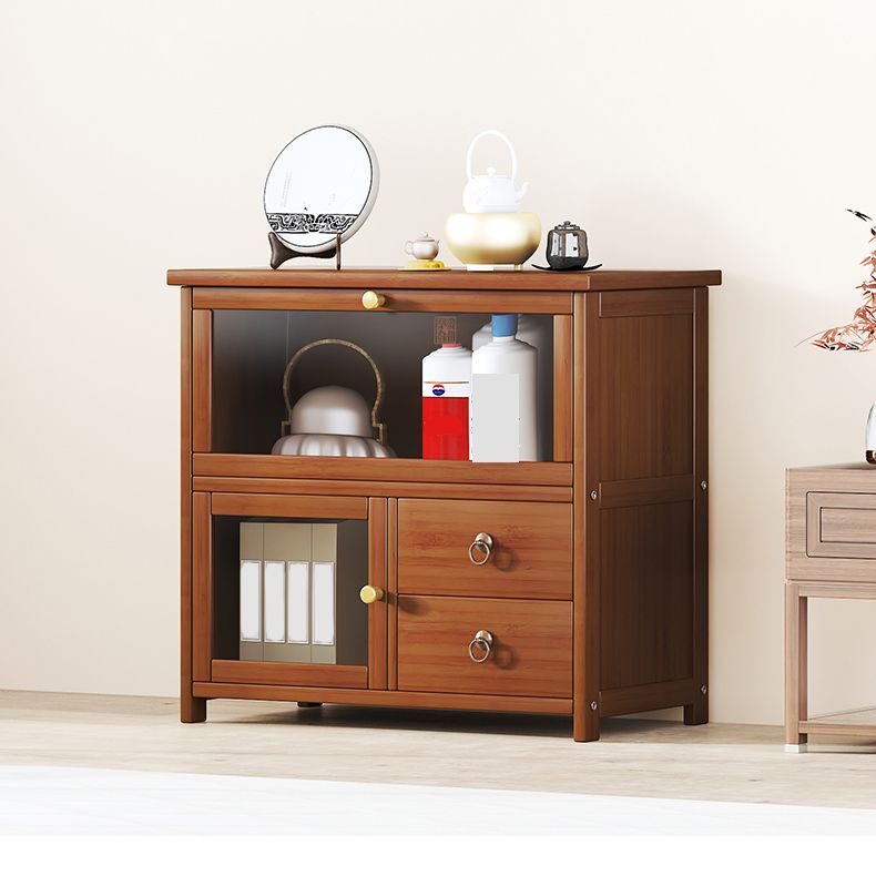 Mid-Century Modern Wood Accent Cabinet 26.4" W Glass Paned Chest in Brown Clearhalo 'Cabinets & Chests' 'cabinets_chests' 'furn' 'furn_cabinets_chests' 'Furniture' 'Living Room Furniture' 1200x1200_ebd374ab-55ec-4d8d-9e3b-f7ae4666c20c