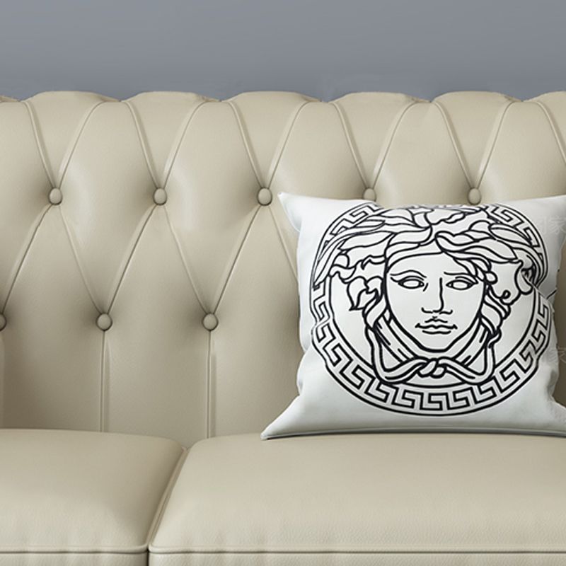 Beige 34.65" H Rolled Arm Glam Sofa with Nailhead Trim for Living Room Clearhalo 'furn' 'furn_sofas' 'Furniture' 'furniture_sofas' 'kitchen' 'kitchen_sofas' 'Living Room Furniture' 'Sofa' 'sofas' 1200x1200_ebd48be6-7171-4e7c-84c6-2b605dd2e194