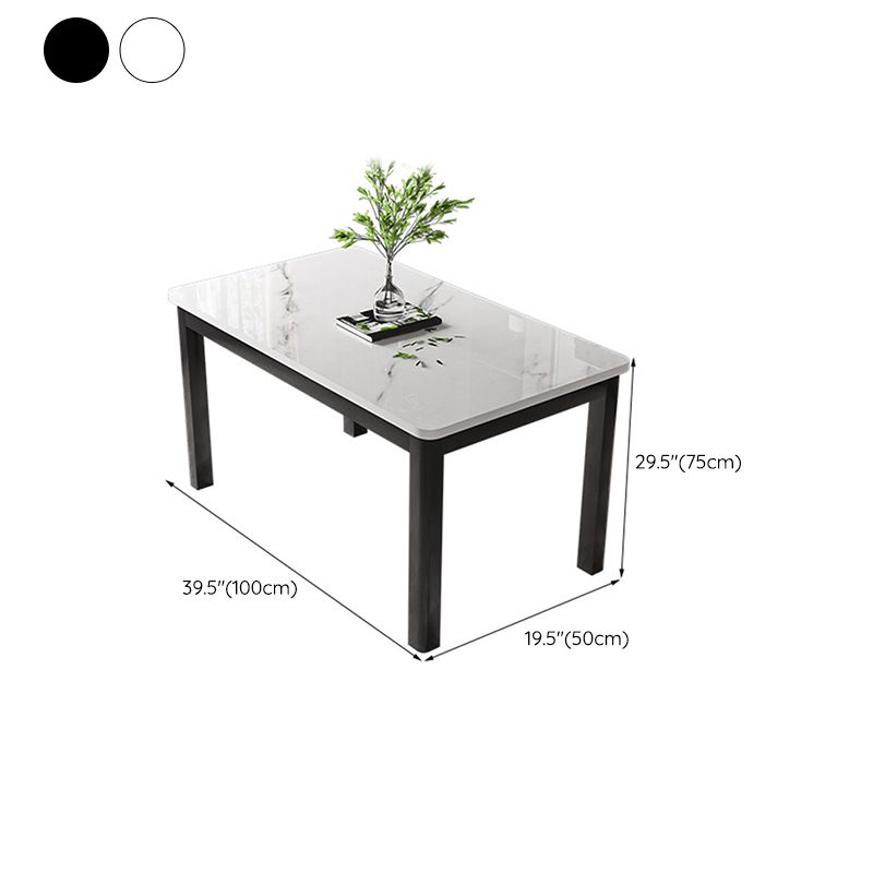 Moderner rechteckiger Glas Top Esstisch mit weiß und schwarz 4 Fuß