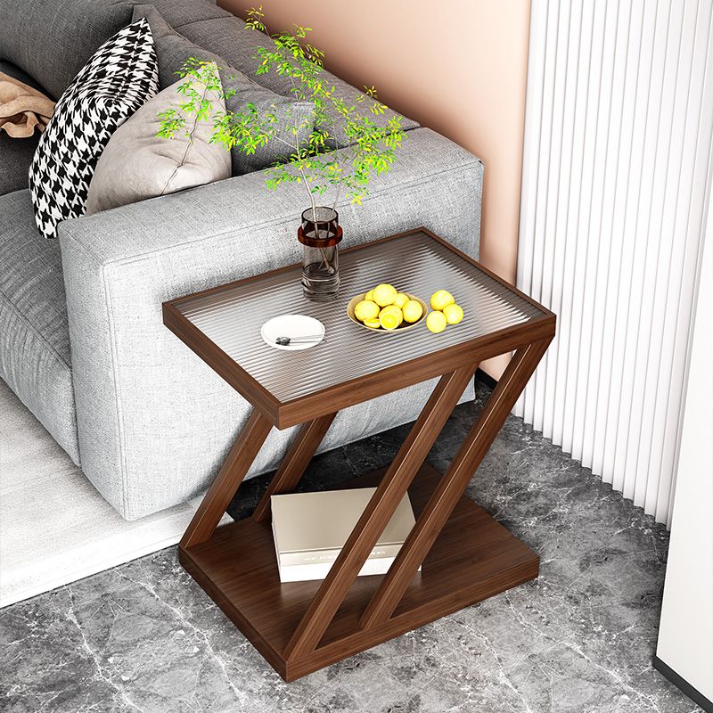 Rettangolare in legno in legno in vetro contemporaneo con tavolino