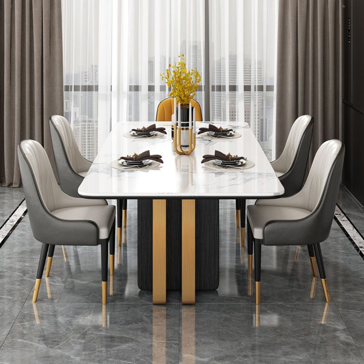 Modern 1/2/5/6/7 Pieces Dining Set Sintered Stone Dining Table Set for Home Clearhalo 'Dining Room Sets' 'Dining Tables & Seating' 'dining_room_set' 'furn' 'furn_dining_room_set' 'Furniture' 'furniture_dining_room_set' 'Kitchen & Dining Furniture' 1200x1200_ebdb12d8-00fd-469a-bf45-52651d5190e9
