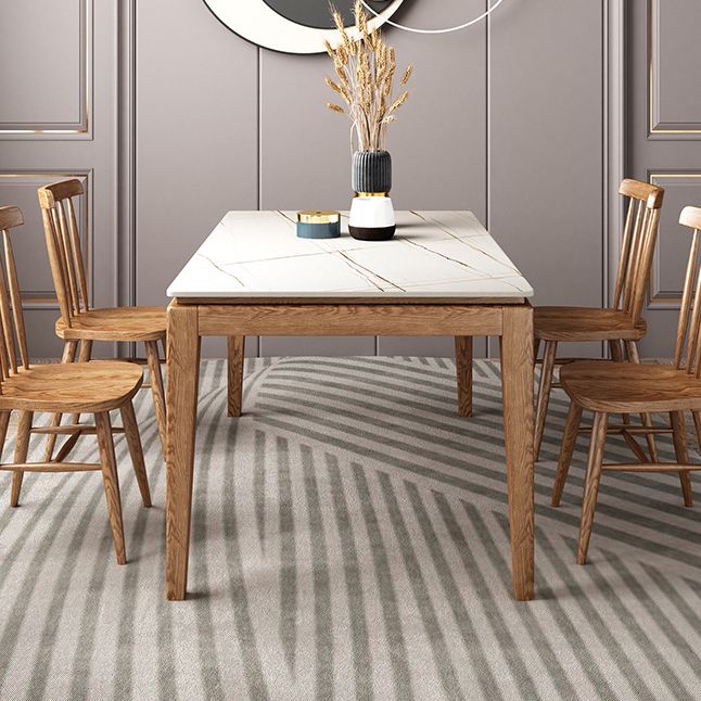 Ash Wood Base Modern Sintered Stone Dining Table Solid Wood Table in Wood Color Clearhalo ' dining_table' 'Dining Tables & Seating' 'Dining Tables' 'Furniture' 'furniture_dining_table' 'Kitchen & Dining Furniture' 'kitchen&dining_furn' 'kitchen' 'kitchen_dining_table' 1200x1200_ebdca163-c880-4f35-bf4e-508270e6e74c