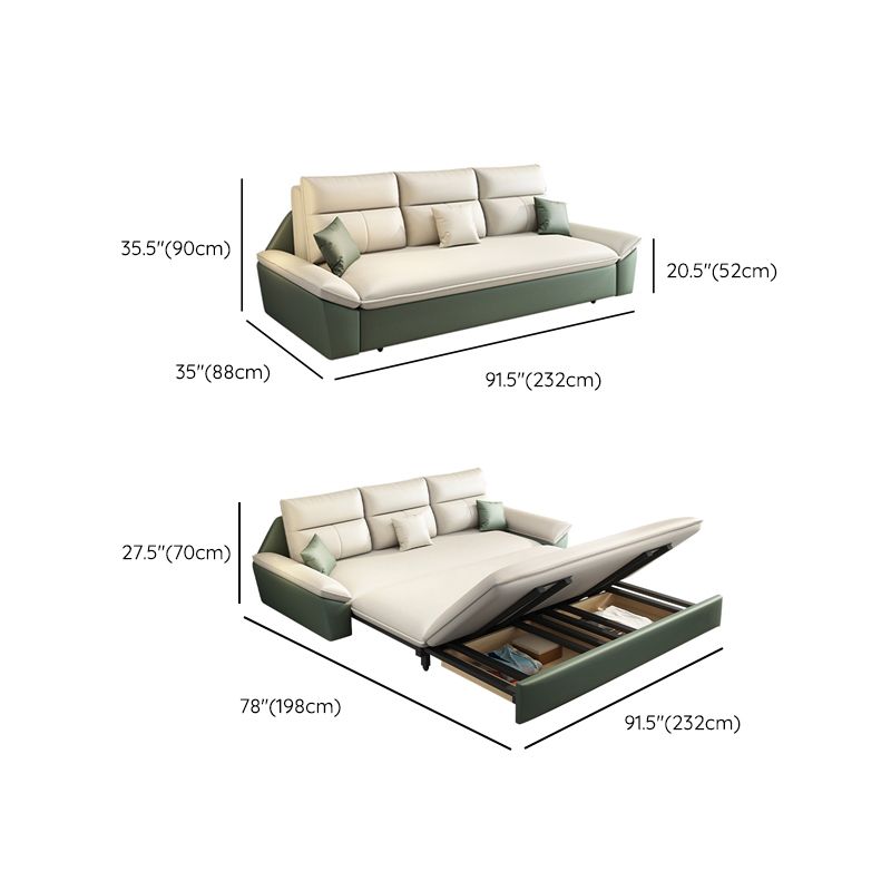 Convertible Sofa Bed Flared Arm Sofa with Pillows with Storage