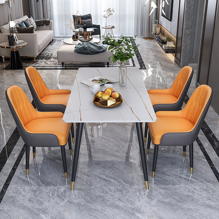 長方形の焼結された石造りの食堂モダンなホームキッチンデスク4つの黒い足のある