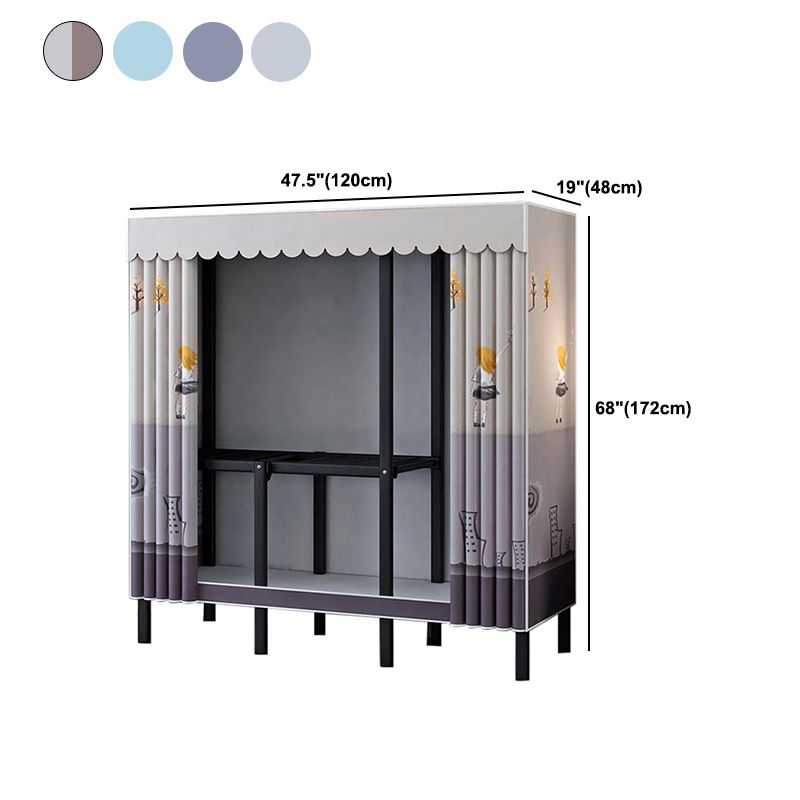Black Steel Frame Wardrobe Contemporary Folding Wardrobe Armoire Clearhalo 'Armoires & Wardrobes' 'armoires_wardrobes' 'Bedroom Furniture' 'furn' 'furn_armoires_wardrobes' 'Furniture' 1200x1200_ebded3a9-6fe9-42ef-b342-0c51d5551290