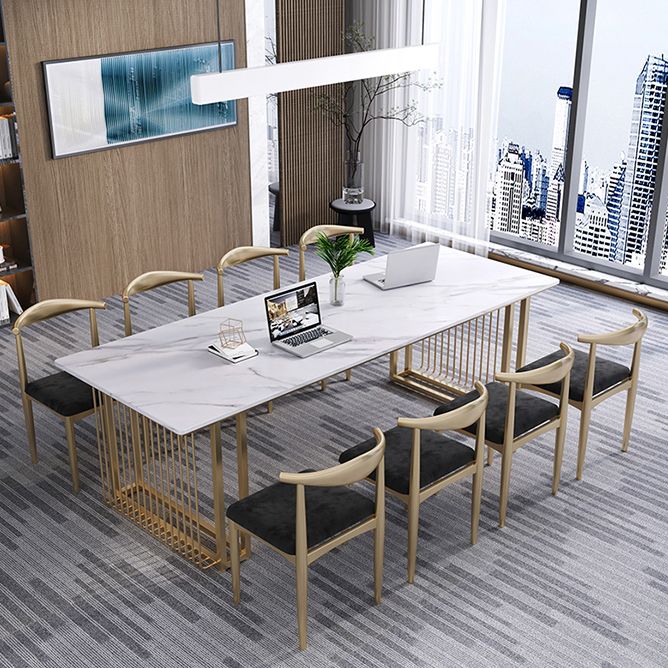 Scrivania per ufficio in stile industriale rettangolo di scrittura di marmo artificiale