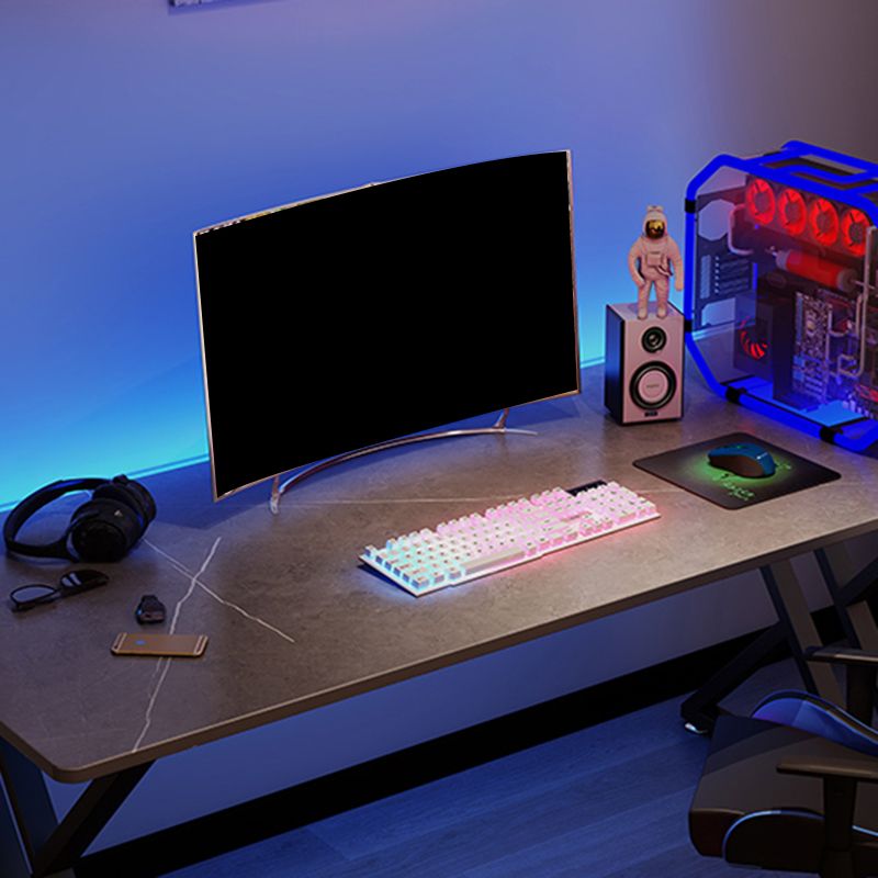 Bureau de jeu moderne et contemporain table d'ordinateur portable rectangulaire gris