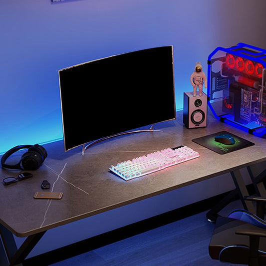 Mesa de laptop rectangular moderna y contemporánea de escritorio de juegos gris