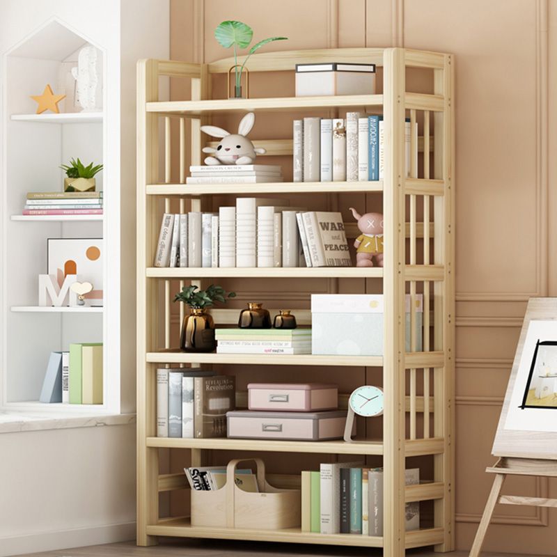 Natural Contemporary Style Standard Bookshelf 9.8-inch W Solid Wood Bookcase