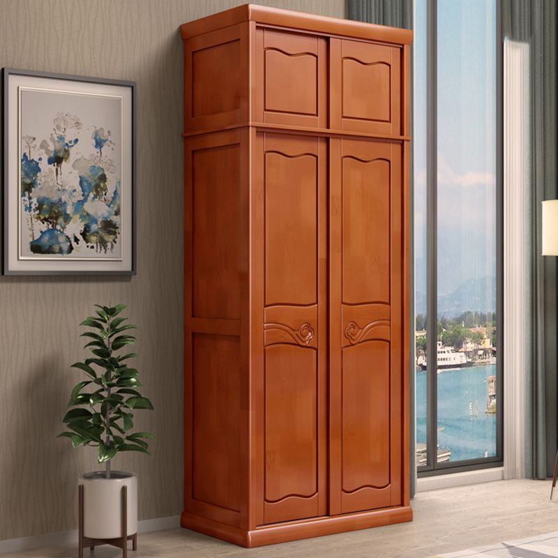 Traditional Sliding Wardrobe Cabinet Rubberwood Wardrobe Armoire Clearhalo 'Armoires & Wardrobes' 'armoires_wardrobes' 'Bedroom Furniture' 'furn' 'furn_armoires_wardrobes' 'Furniture' 1200x1200_ebe045ce-8bff-4044-8e0d-685fb8ba61ed