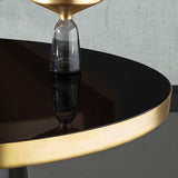 Glass Top End Table Modern Pedestal Sofa Side Table for Living Room