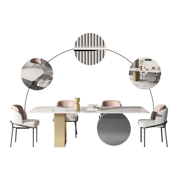 Sintered Stone Minimalist Dining Room Set with Rectangle Table and Metal Base Table Furniture Clearhalo ' dining_table' 'Dining Tables & Seating' 'Dining Tables' 'Furniture' 'furniture_dining_table' 'Kitchen & Dining Furniture' 'kitchen&dining_furn' 'kitchen' 'kitchen_dining_table' 1200x1200_ebe27ed2-05b0-4df8-845c-a4566ddfa369