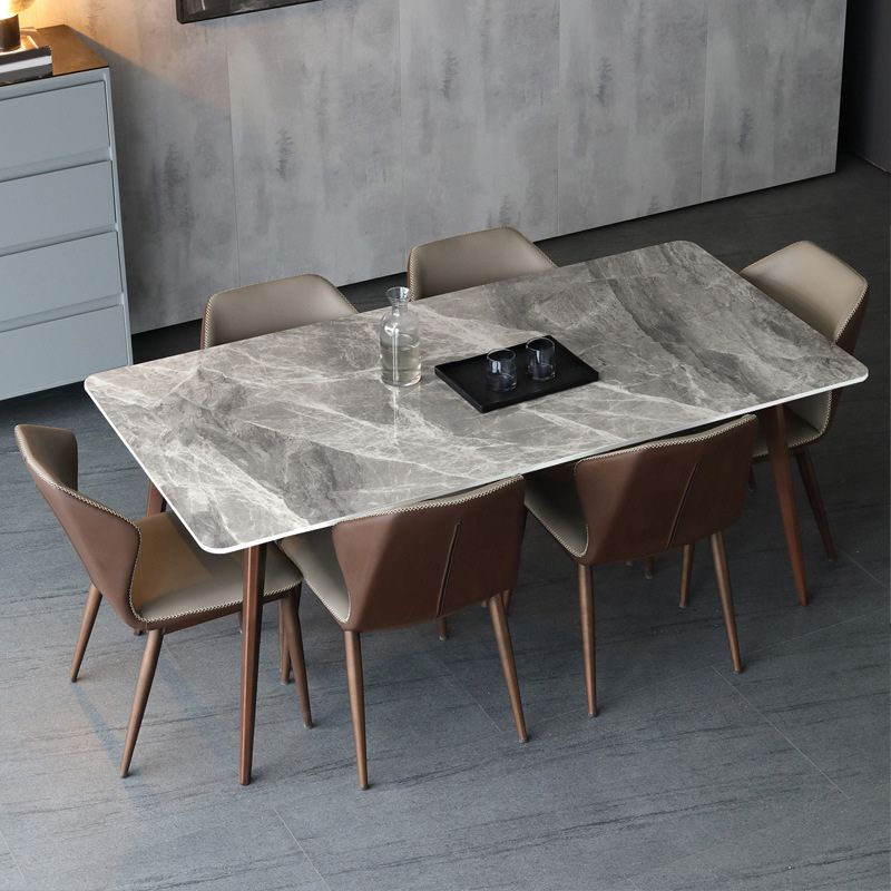 Sintered Stone Dining Table Mid-Century Modern Dining Table with 4 Legs Clearhalo 'Dining Tables & Seating' 'Dining Tables' 'dining_table' 'furn' 'furn_dining_table' 'Furniture' 'Kitchen & Dining Furniture' 1200x1200_ebe52f7a-82e4-487b-8c59-410a2690bb96