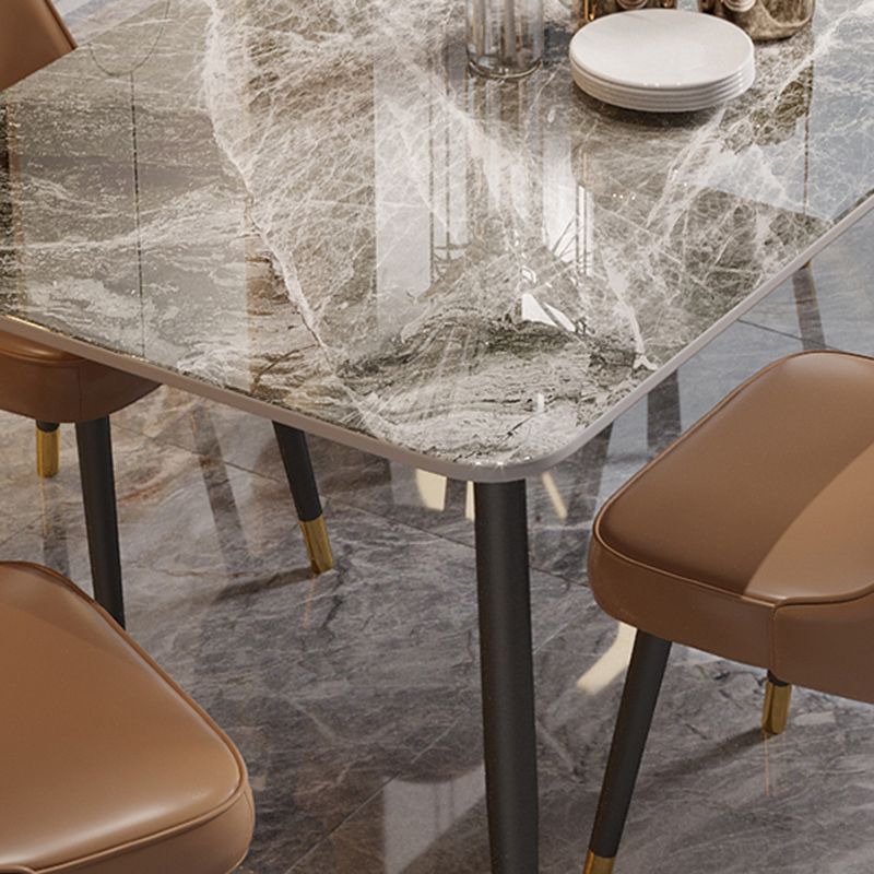 Nordic 1/5/7 Pieces Furniture Rectangle Stone Dining Table Set in Gray