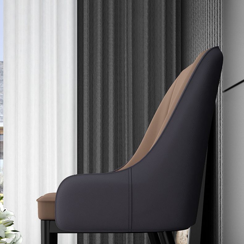 Glam Style Faux Leather Chair Parsons Dining Chair for Home with Black Legs Clearhalo ' kitchen&dining_furn' 'Dining Chairs' 'Dining Tables & Seating' 'dining_chair' 'Furniture' 'furniture_dining_chair' 'Kitchen & Dining Furniture' 'kitchen' 1200x1200_ebe8a969-f10f-41f0-beff-62b055fd8f59