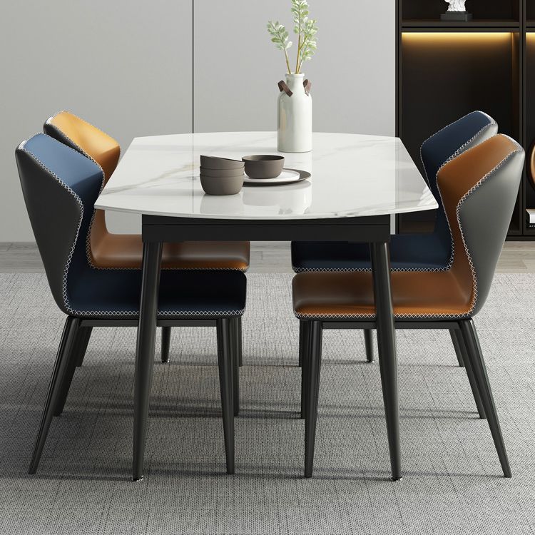 Sintered Stone Top Extendable Round Table for Restaurant Modern Dining Table in White with 4 Legs Clearhalo ' dining_table' 'Dining Tables & Seating' 'Dining Tables' 'furn' 'furn_dining_table' 'Furniture' 'furniture_dining_table' 'Kitchen & Dining Furniture' 'kitchen&dining_furn' 'kitchen' 'kitchen_dining_table' 1200x1200_ebea90aa-2979-4668-91f6-8a649ec66b01