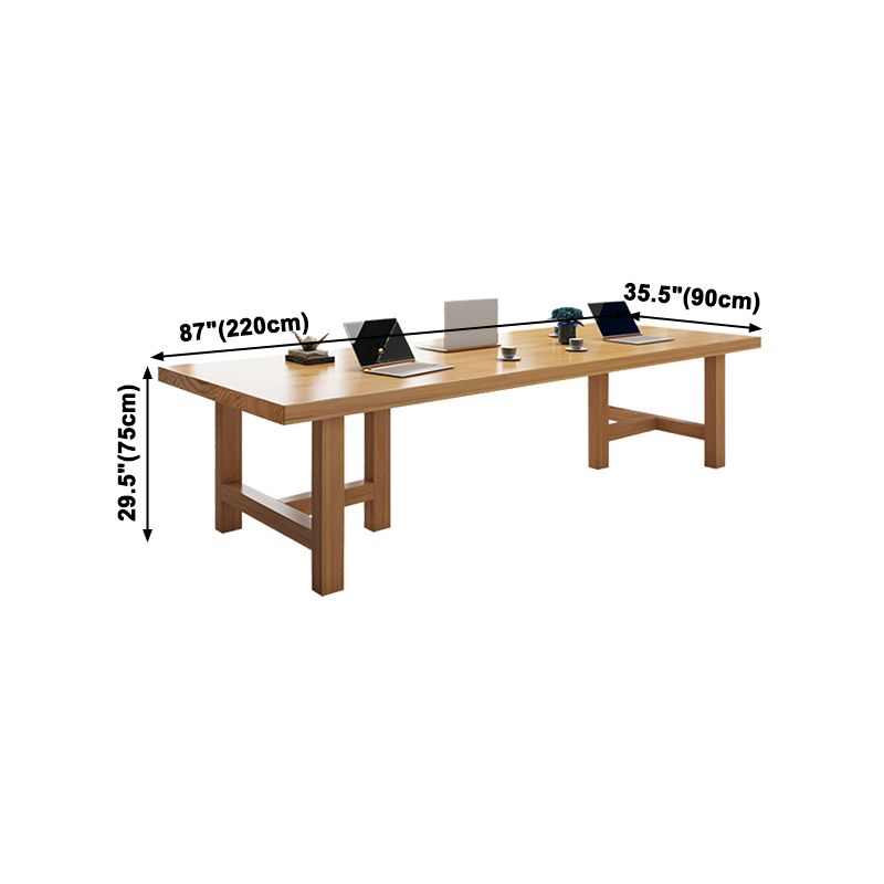 Rectangle Industrial Dining Room Table Pine Solid Wood Table with Double Pedestal Clearhalo ' dining_table' 'Dining Tables & Seating' 'Dining Tables' 'furn' 'furn_dining_table' 'Furniture' 'furniture_dining_table' 'Kitchen & Dining Furniture' 'kitchen&dining_furn' 'kitchen' 'kitchen_dining_table' 1200x1200_ebeaf0c3-22a3-47cd-ba8d-aef23a22ac81