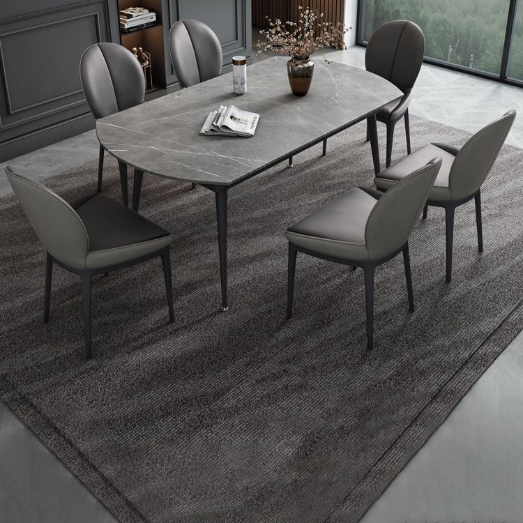 Extendable Modern Dining Room Set with Sintered Stone Top and Black Leg Formal Table Set Clearhalo 'Dining Room Sets' 'Dining Tables & Seating' 'dining_room_set' 'furn' 'furn_dining_room_set' 'Furniture' 'furniture_dining_room_set' 'Kitchen & Dining Furniture' 'kitchen&dining_furn' 'kitchen' 1200x1200_ebeb24f9-b930-4e59-a7d5-e3e99312b6d3