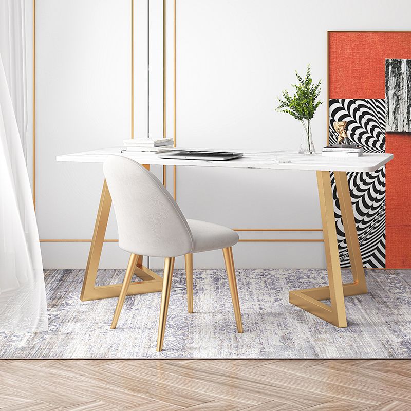 29.53" H Glam Curved Office Desk Antique Finish Computer Desk with Metal Legs Clearhalo 'furn' 'furn_office_desk' 'Furniture' 'Office Desks' 'Office Furniture' 'office_desk' 1200x1200_ebee4896-eb7d-4b78-8489-bce5c5a91c2c