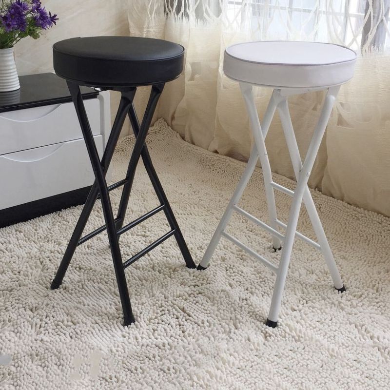 Foldable Bistro Round Shape High Chair Modern Counter Chair with Metal 4 Legs Clearhalo 'Bar Furniture' 'Bar Stools' 'bar_stools' 'furn' 'furn_bar_stools' 'Furniture' 'Kitchen & Dining Furniture' 1200x1200_ebef9aa1-33fa-436c-8da8-04073c8b50a5