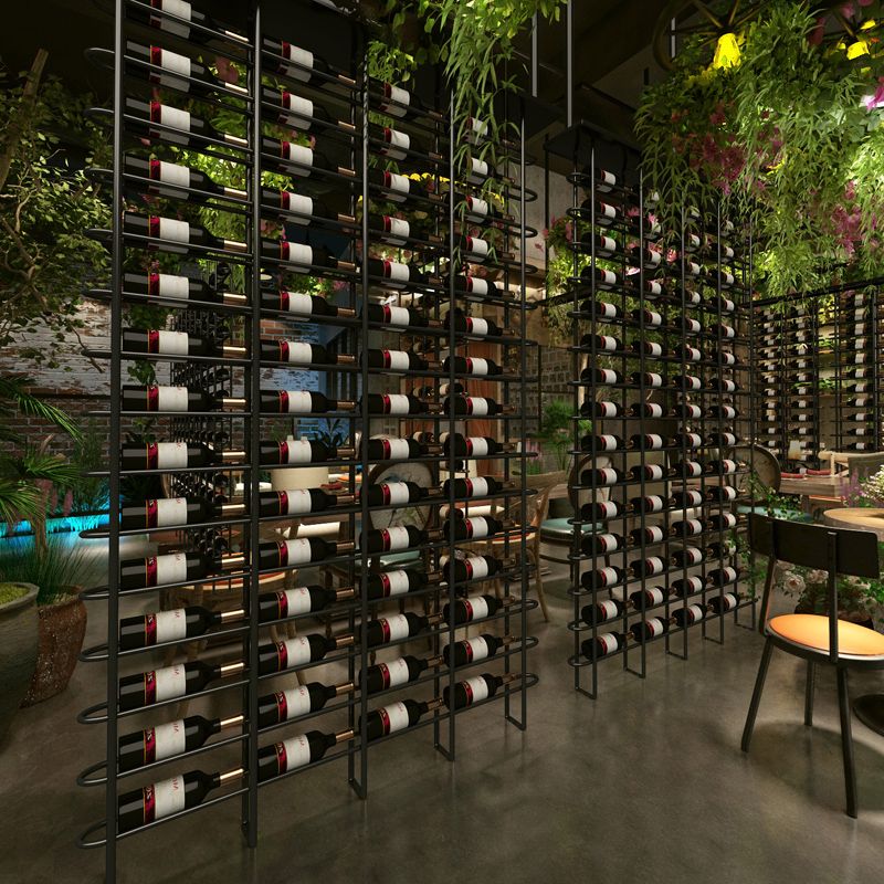 Industriële wijnfleshouder vloer wijnrek in mat zwart
