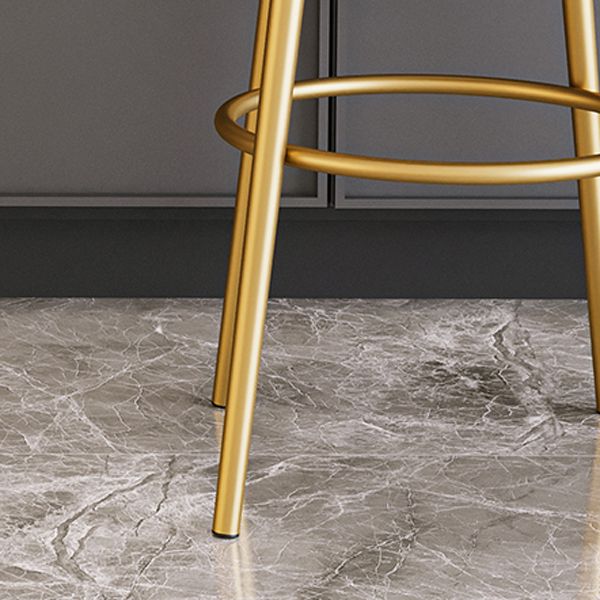 Glam Armless Backrest Counter Stool Iron Kitchenr Bar Stool with Velvet Cushion and Pedal Clearhalo 'Bar Furniture' 'Bar Stools' 'bar_stools' 'furn' 'furn_bar_stools' 'Furniture' 'furniture_bar_stools' 'Kitchen & Dining Furniture' 1200x1200_ebf001b3-d63f-4a79-96b1-244a29d185a2