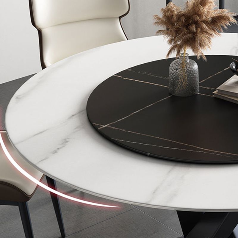 円形の台座テーブルシンプルなスタイルストーンダイニングサイトテーブルターンテーブル付き